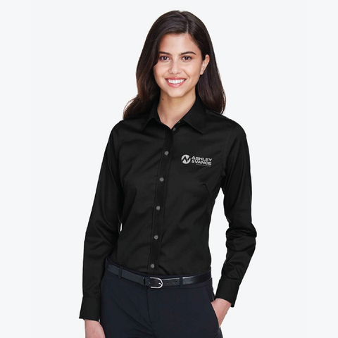 Ashley & Vance Women's Stretch Twill Woven Dress Shirt