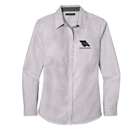 SLO County Social Services - Ladies Oxford Stripe Shirt